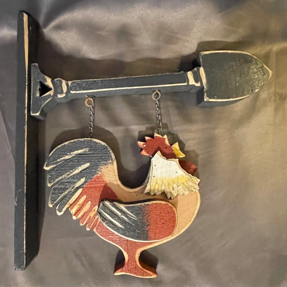 Wooden Rooster Wall Decor, 13 1/2” wide by 13” tall
